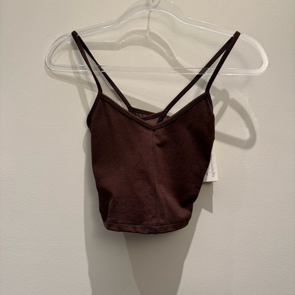 NWT- All In Motion Brown Spaghetti Strap Work Out Crop Top Bra